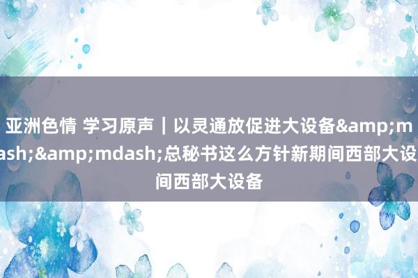 亚洲色情 学习原声｜以灵通放促进大设备&mdash;&mdash;总秘书这么方针新期间西部大设备