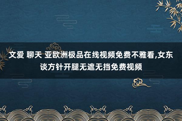 文爱 聊天 亚欧洲极品在线视频免费不雅看，女东谈方针开腿无遮无挡免费视频