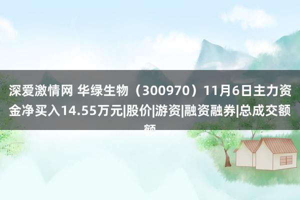 深爱激情网 华绿生物（300970）11月6日主力资金净买入14.55万元|股价|游资|融资融券|总成交额