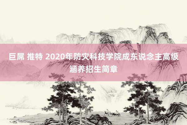 巨屌 推特 2020年防灾科技学院成东说念主高级涵养招生简章