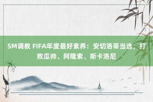 SM调教 FIFA年度最好素养：安切洛蒂当选，打败瓜帅、阿隆索、斯卡洛尼